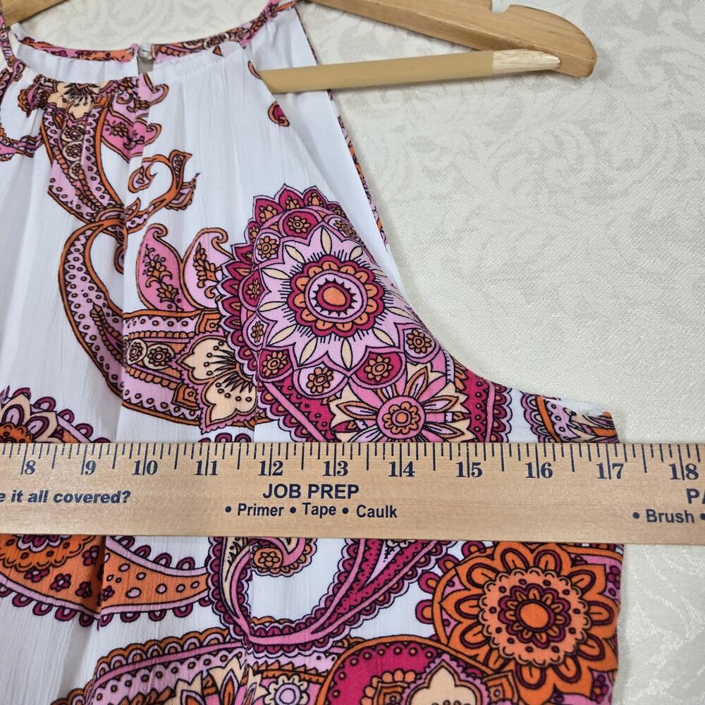 Express Paisley Halter Maxi Dress sz S White Pink Multicolor Tiered Boho NEW - Picture 13 of 16